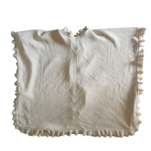 Beige Tan Angel Wrap Shawl Coverlet with Ruffle Trim 37x40 One Size Acrylic - Picture 5 of 7